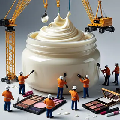 دانلود عکس با کیفیت کارگران مینیاتوری در پروژه تولید لوازم آرایشی