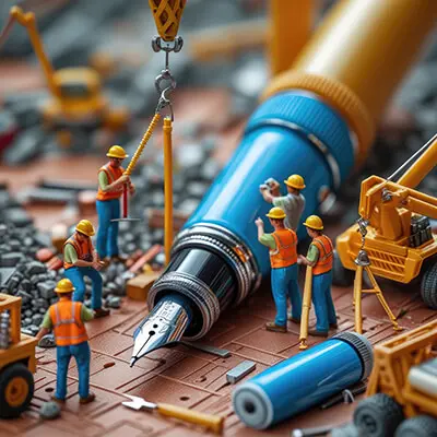 دانلود عکس با کیفیت کارگران مینیاتوری در پروژه ساخت خودنویس