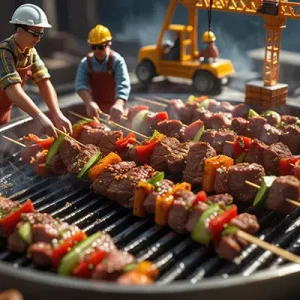 دانلود عکس با کیفیت کارگران مینیاتوری و کباب‌پزی