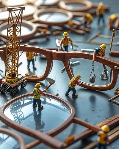 دانلود عکس با کیفیت ساخت عینک با کارگران مینیاتوری