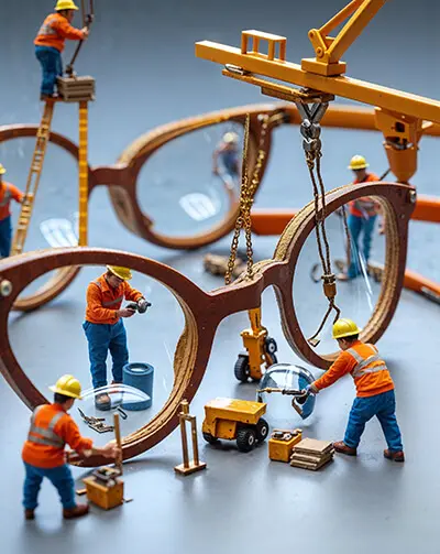 دانلود عکس با کیفیت ساخت عینک با کارگران مینیاتوری