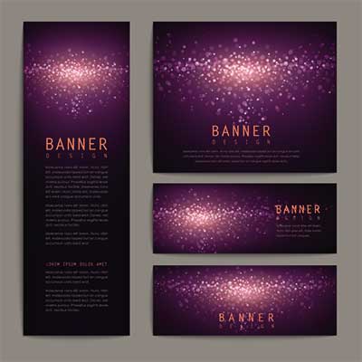 دانلود طرح لایه‌ باز بنر انتزاعی بنفش درخشان