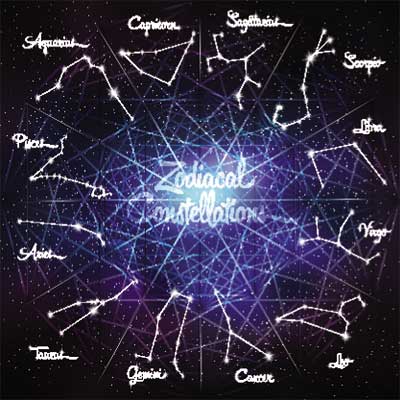 دانلود وکتور لایه‌ باز انتزاعی کهکشانی مجموعه کامل صورت‌های فلکی زودیاک