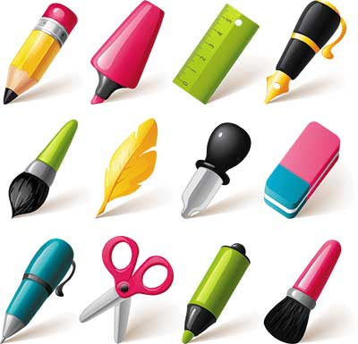 دانلود طرح لایه‌ باز آیکون لوازم تحریر (نوشت‌افزار)