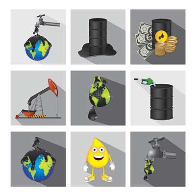 دانلود طرح لایه‌ باز مجموعه آیکون‌های نفت و پالایش ، اقتصاد و انرژی جهانی