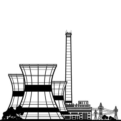 دانلود وکتور لایه‌ باز نیروگاه هسته‌ای صنعتی در سبک سیاه‌وسفید