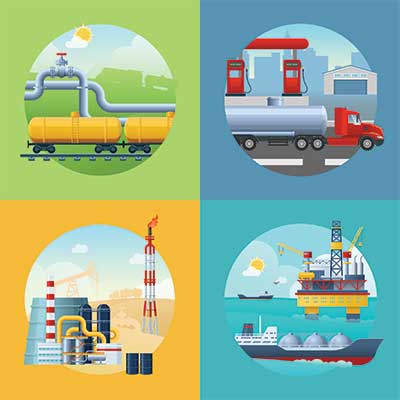دانلود وکتور لایه‌ باز چرخه تولید و انتقال انرژی نفت و گاز
