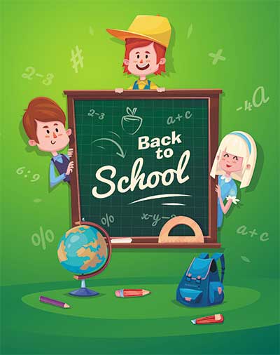 دانلود وکتور لایه باز پوستر آغاز سال تحصیلی و بازگشت به مدرسه