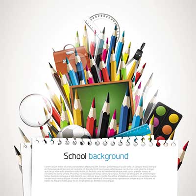دانلود طرح لایه‌ باز بکگراند لوازم‌التحریر مدرسه‌ای 