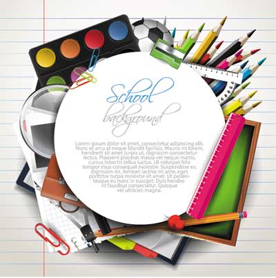 دانلود طرح لایه‌ باز بکگراند لوازم‌التحریر مدرسه‌ای