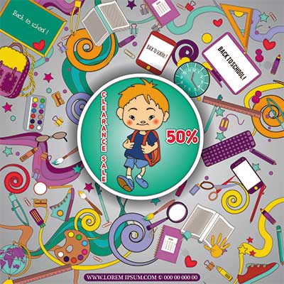 دانلود وکتور لایه باز فروش ویژه لوازم تحریر فصل پاییز