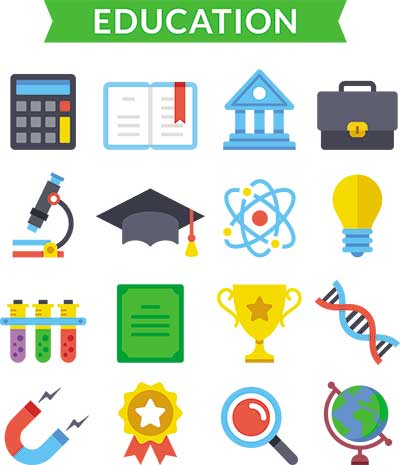 دانلود رایگان وکتور لایه‌ باز آیکون‌های آموزشی