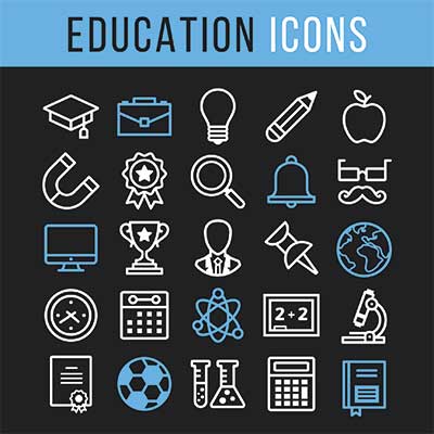 دانلود وکتور لایه‌ باز آیکون‌های آموزشی