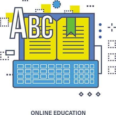 دانلود وکتور لایه‌ باز آموزش آنلاین و یادگیری از راه دور و تعامل الکترونیکی