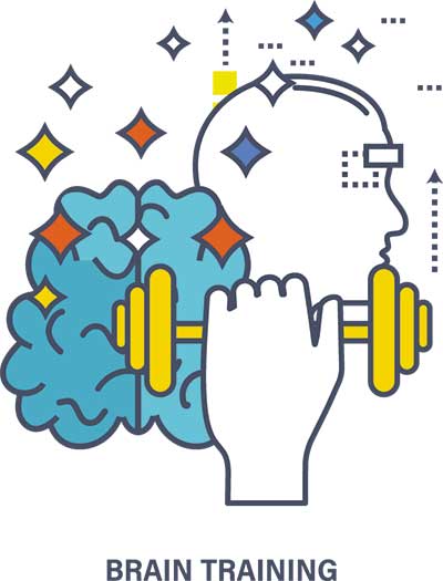 دانلود طرح لایه‌ باز آموزش و تمرین ذهنی با نماد مغز و دمبل