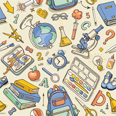 دانلود وکتور لایه‌ باز بکگراند آموزشی و لوازم‌ تحریر