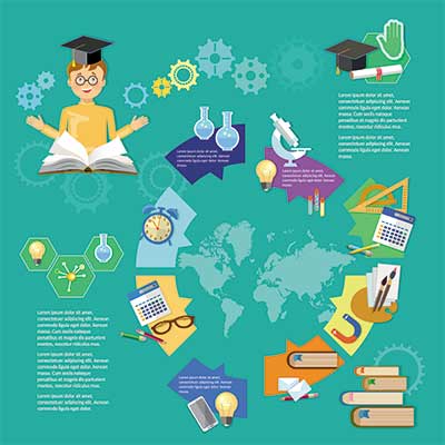 دانلود وکتور لایه‌ باز آموزشی با المان‌های علمی و هنری