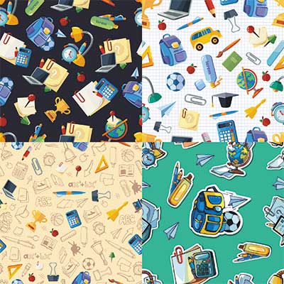 دانلود رایگان وکتور لایه‌ باز پترن آموزشی و لوازم‌تحریر مدرسه‌ای در طرح‌های متنوع