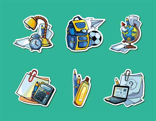 دانلود وکتور لایه‌ باز المان‌های آموزشی و مدرسه‌ای کارتونی