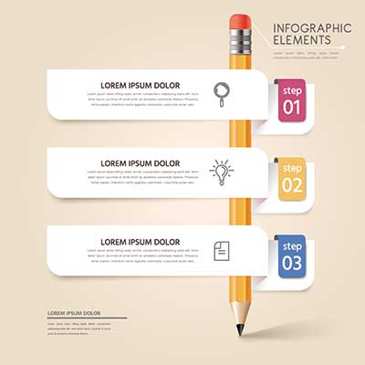 دانلود طرح لایه‌ باز اینفوگرافی آموزشی با طراحی مدادی و مراحل