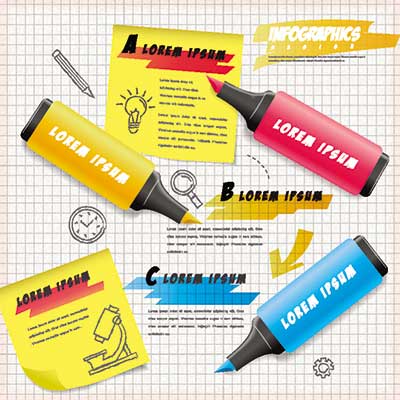 دانلود وکتور لایه‌ باز هایلایترهای رنگی