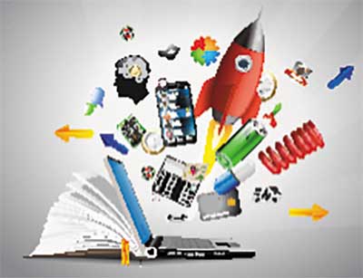 دانلود رایگان وکتور لایه‌ باز انفجار خلاقیت دیجیتال از دل لپ‌تاپ