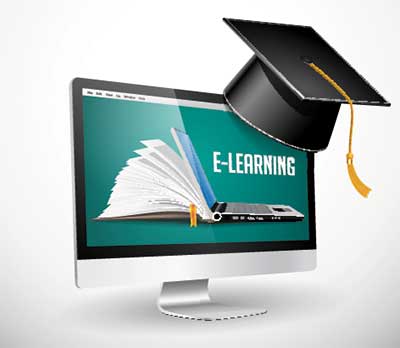 دانلود طرح لایه‌ باز مانیتور با کتاب دیجیتال و کلاه فارغ‌التحصیلی
