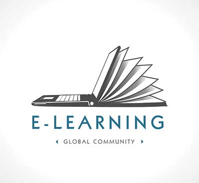 دانلود وکتور لایه‌ باز لوگوی آموزشی E‑Learning جامعه جهانی