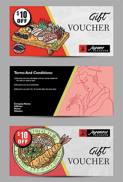 دانلود طرح لایه‌ باز کارت هدیه رستورانی با طراحی فانتزی غذایی