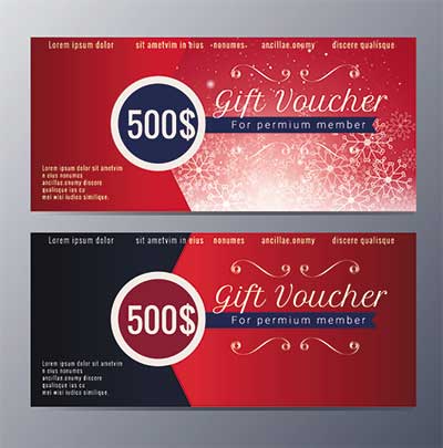 دانلود وکتور لایه باز کارت هدیه مبلغ‌دار با طراحی تزئینی