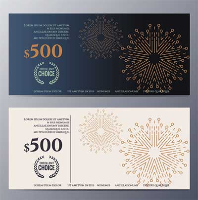 دانلود طرح لایه‌ باز کارت هدیه مبلغ‌دار با طراحی مدرن تزئینی