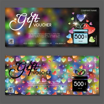 دانلود رایگان طرح لایه‌ باز کارت هدیه فانتزی با المان‌های قلبی و دو نسخه هماهنگ