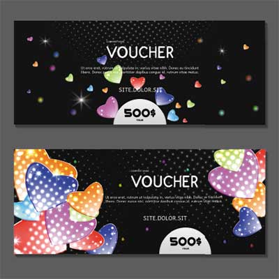 دانلود رایگان طرح لایه‌ باز کارت هدیه با المان‌های قلبی در دو طراحی هماهنگ