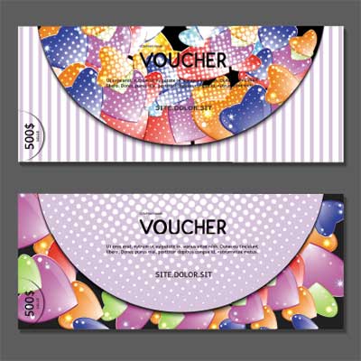 دانلود طرح لایه‌ باز کارت هدیه با ساختار نیم‌دایره و المان‌های قلبی