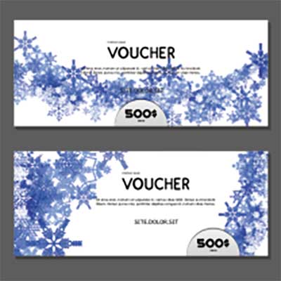 دانلود طرح لایه‌ باز کارت هدیه با الگوی برف و نمایش متمرکز مبلغ