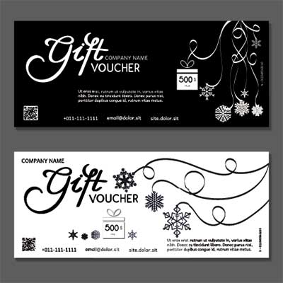 دانلود رایگان وکتور لایه‌ باز کارت هدیه با المان‌های برفی