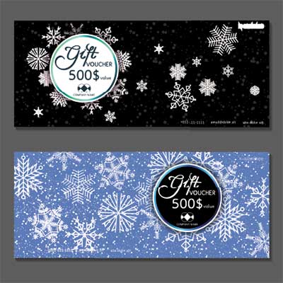 دانلود رایگان وکتور لایه‌ باز کارت هدیه با المان‌های برفی