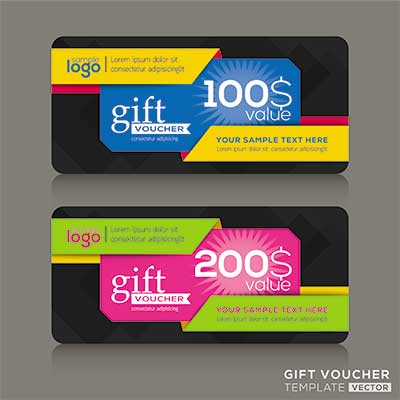 دانلود وکتور لایه باز کارت هدیه در دو نسخه رنگی