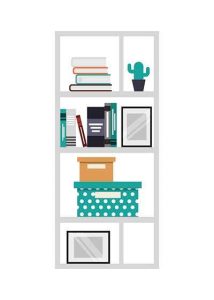 دانلود طرح لایه باز کتابخانه با قفسه‌های دکوری